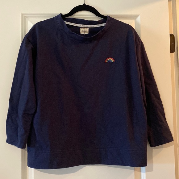 NEW Calpak x The Home Edit French Terry Sweatshirt Navy Blue Size XS XSmall - Picture 3 of 6